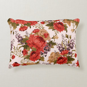 Seamless floral pattern roses with chrysanthemum a decorative cushion