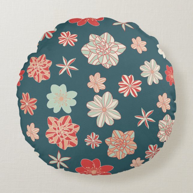 Seamless Floral Pattern  Round Cushion (Front)