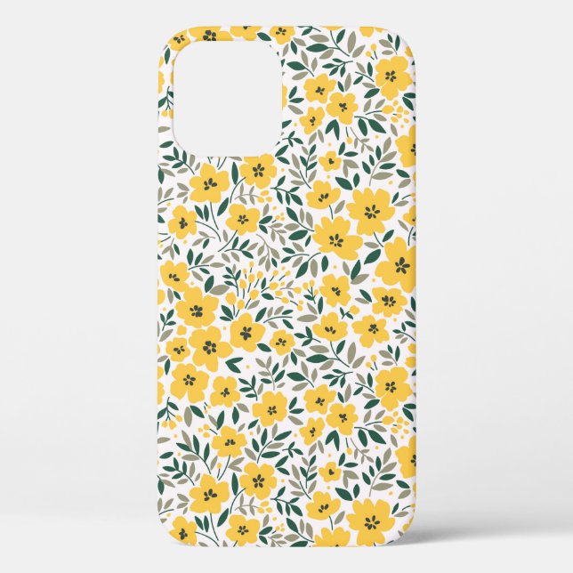 Seamless floral pattern,  Small yellow flowers. Wh Case-Mate iPhone Case (Back)