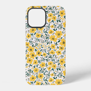 Seamless floral pattern,  Small yellow flowers. Wh iPhone 12 Case