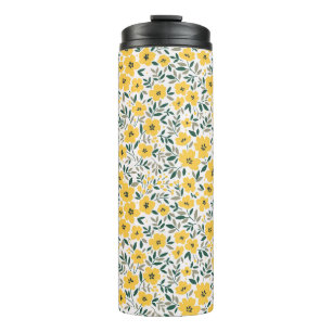 Seamless floral pattern,  Small yellow flowers. Wh Thermal Tumbler