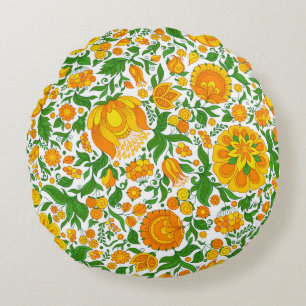 Seamless floral pattern, spring / summer backdrop. round cushion