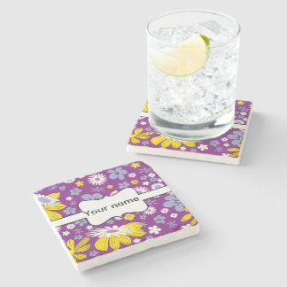 Seamless Floral Pattern Stone Coaster