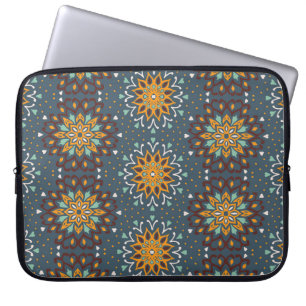 Seamless floral pattern. Stylised doodle flowers.  Laptop Sleeve