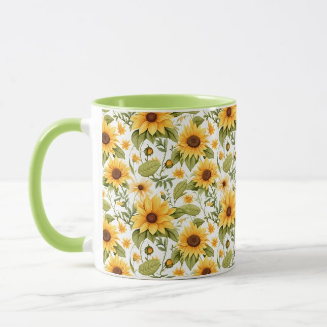 Seamless Floral Pattern, Sunshine and Daisies Mug (Left)