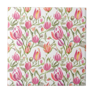 Seamless Floral Pattern Tulip Flowers Tile
