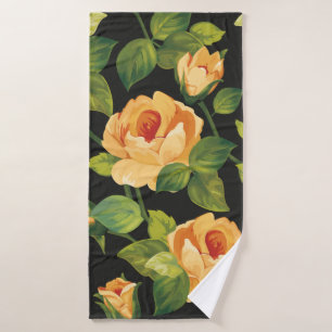 Seamless floral pattern with beautiful roses bath towel