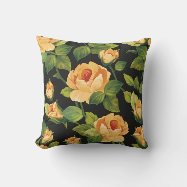 Seamless floral pattern with beautiful roses cushion (Front)