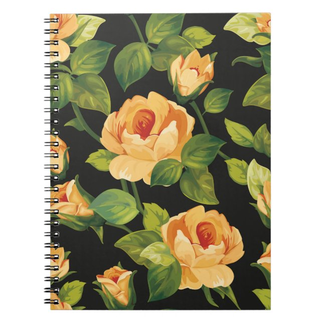 Seamless floral pattern with beautiful roses notebook (Front)