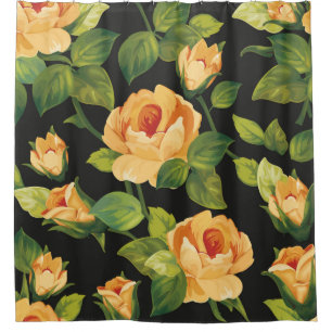 Seamless floral pattern with beautiful roses shower curtain
