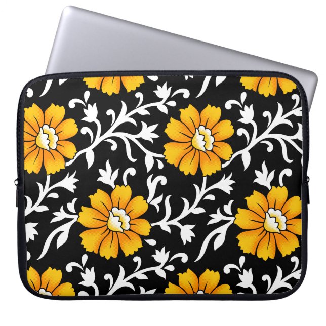 Seamless Floral Pattern with Black Backgroundart,b Laptop Sleeve (Front)