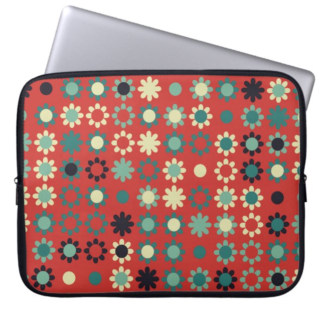 Seamless floral pattern with coloured elements,  v laptop sleeve (Front)