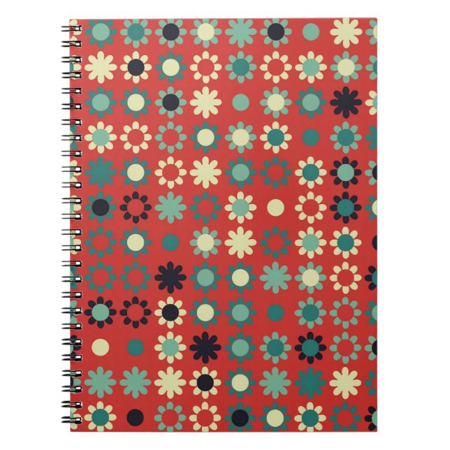 Seamless floral pattern with coloured elements,  v notebook (Front)