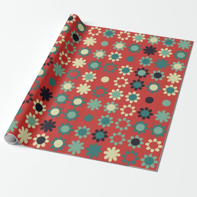 Seamless floral pattern with coloured elements,  v wrapping paper (Unrolled)