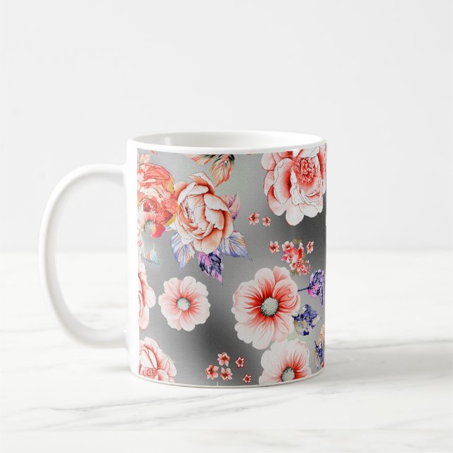 Seamless Floral pattern, with cute flower design T Coffee Mug (Left)