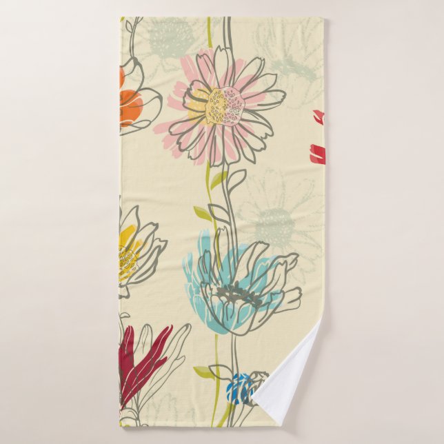Seamless Floral Pattern With hand-drawn flowers Bath Towel (Bath Towel)