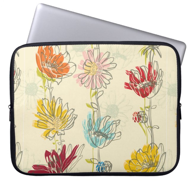 Seamless Floral Pattern With hand-drawn flowers Laptop Sleeve (Front)