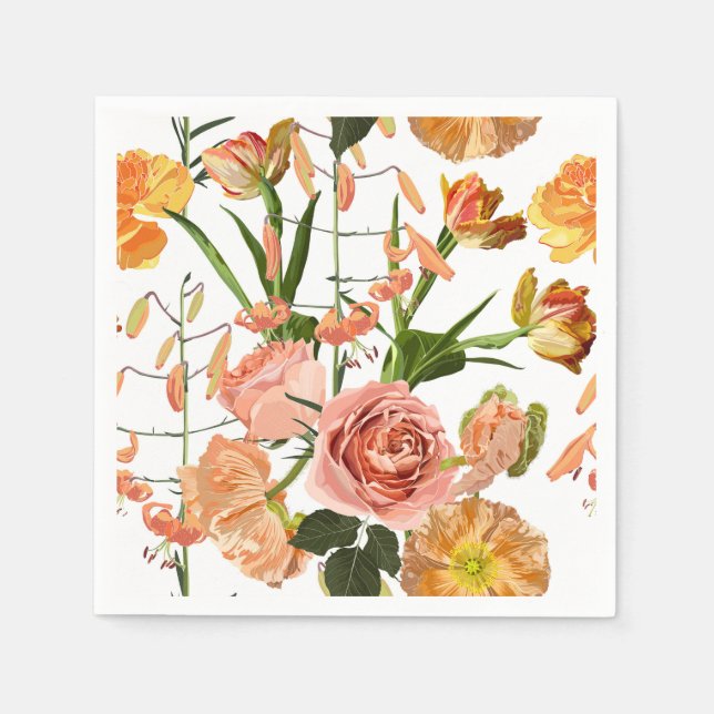 Seamless floral pattern with orange flowers. napkin (Front)