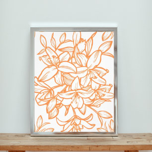 Seamless Floral Pattern with Orange Flowers  Photo Print