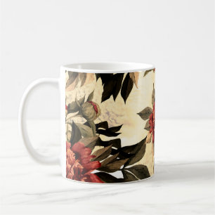 Seamless floral pattern with red and orange roses coffee mug