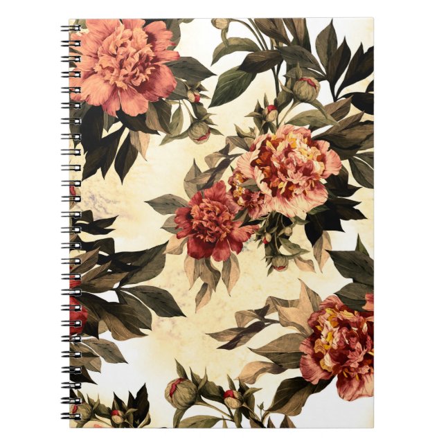 Seamless floral pattern with red and orange roses  notebook (Front)