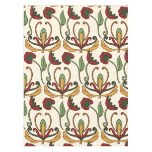 Seamless floral pattern with red and yellow  tablecloth