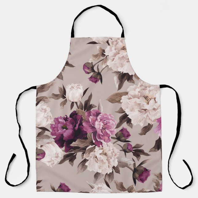 Seamless floral pattern with roses on light backgr apron (Front)