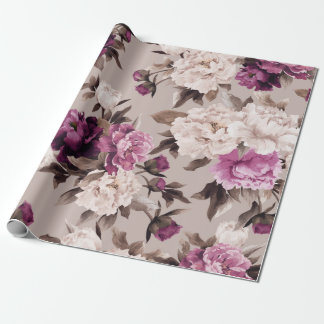 Seamless floral pattern with roses on light backgr wrapping paper