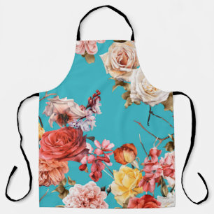 Seamless floral pattern with roses, watercolor. fl apron