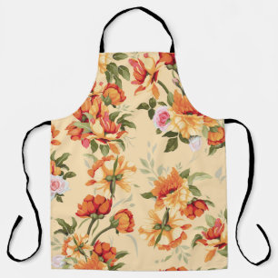 Seamless floral pattern with roses, watercolor. Il Apron