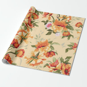 Seamless floral pattern with roses, watercolor. Il Wrapping Paper