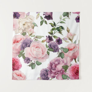 Seamless floral pattern with roses,  watercolor. p tapestry