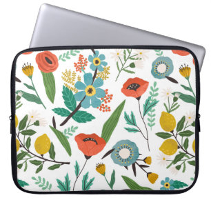 Seamless floral pattern with spring blossomed flow laptop sleeve