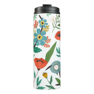 Seamless floral pattern with spring blossomed flow thermal tumbler
