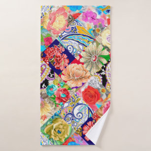 Seamless floral pattern with stylised chinese chry bath towel