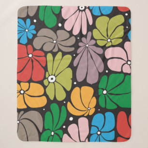 Seamless floral pattern with stylised large blosso sherpa blanket