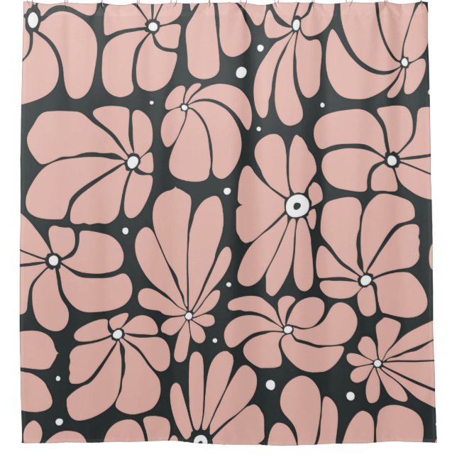Seamless floral pattern with stylised large blosso shower curtain (Front)