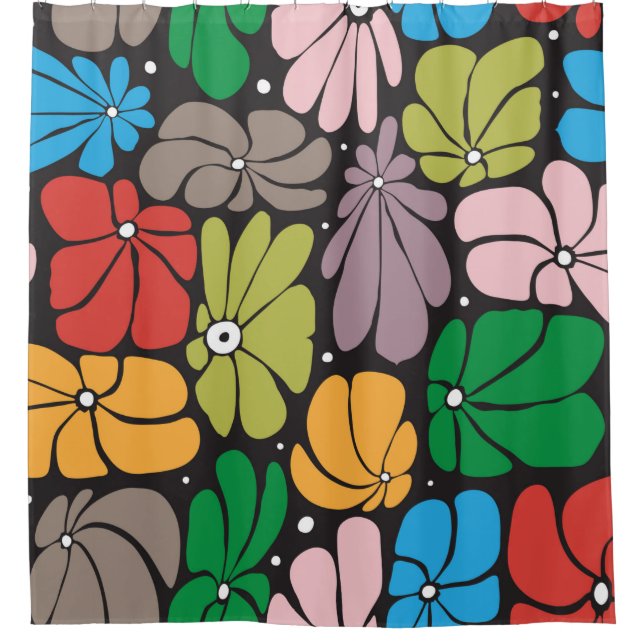 Seamless floral pattern with stylised large blosso shower curtain (Front)