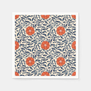 Seamless floral pattern with vibrant orange flower napkin