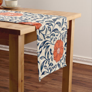 Seamless floral pattern with vibrant orange flower short table runner