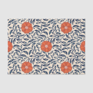 Seamless floral pattern with vibrant orange flower tissue paper