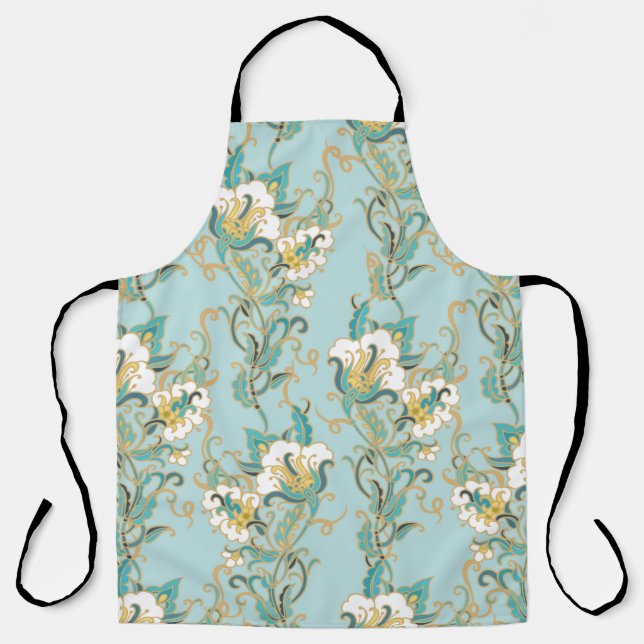 Seamless floral pattern with white cotton flowersl apron (Front)
