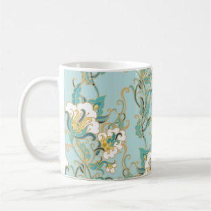 Seamless floral pattern with white cotton flowersl coffee mug