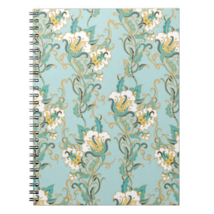 Seamless floral pattern with white cotton flowersl notebook