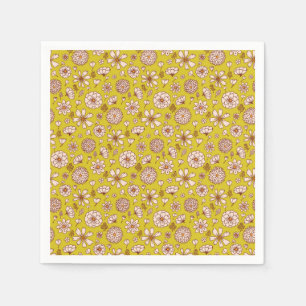 Seamless Floral pattern yellow Napkin