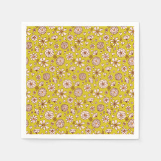 Seamless Floral pattern yellow Napkin