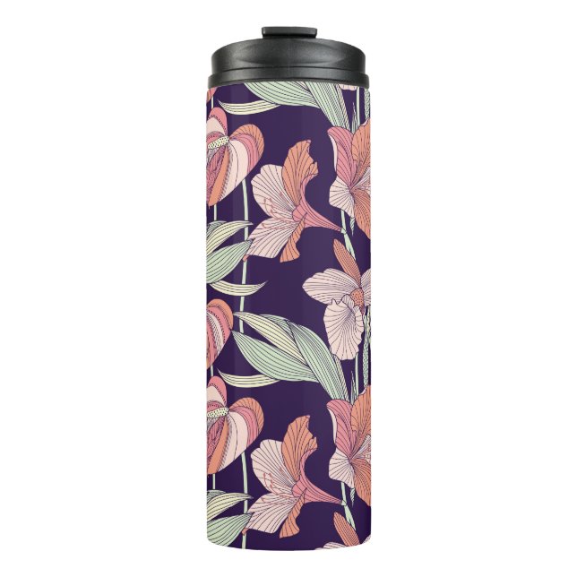 Seamless floral patternpattern,flower,orchid,moder thermal tumbler (Front)