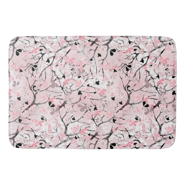 Seamless floral spring flowers leaves branches pin bath mat (Front)