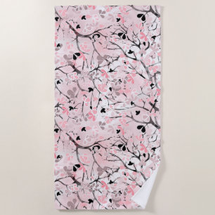 Seamless floral spring flowers leaves branches pin beach towel