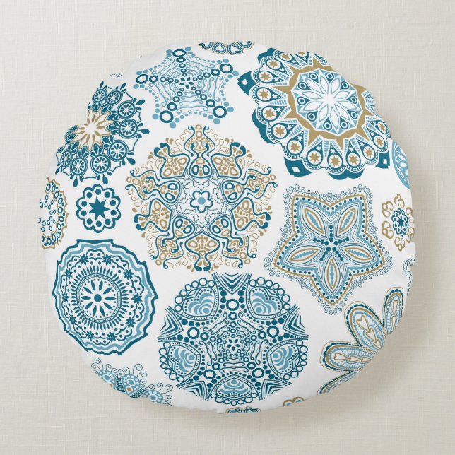 Seamless Floral Square: Copy Tiling Round Cushion (Front)